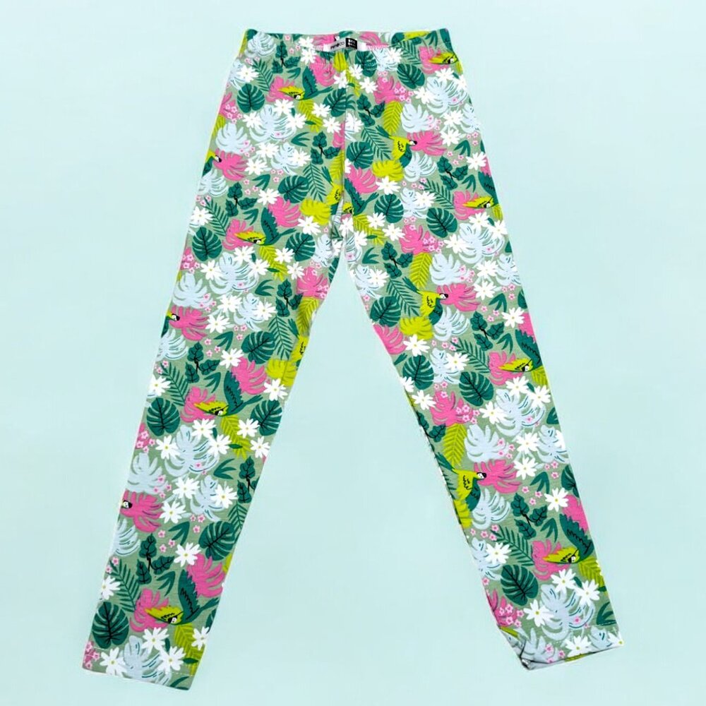 Pepco Full length Soft Cottonleggings SkinnyFit stretchy Green Tropical NWOT
